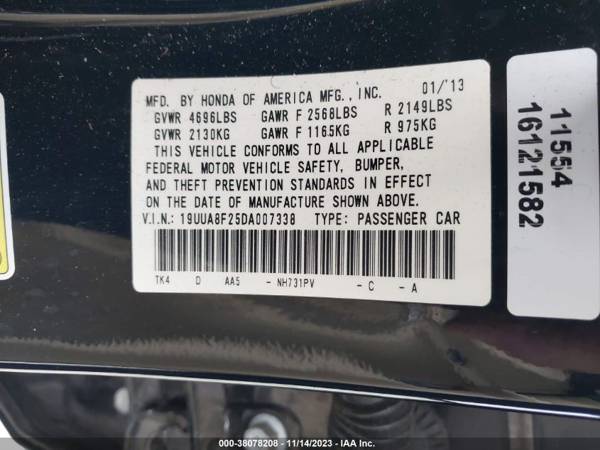 2013 ACURA TL 3.5 - 19UUA8F25DA007338