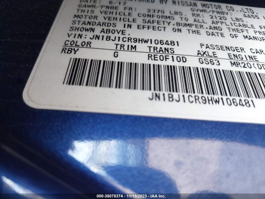 2017 NISSAN ROGUE SPORT SL - JN1BJ1CR9HW106481