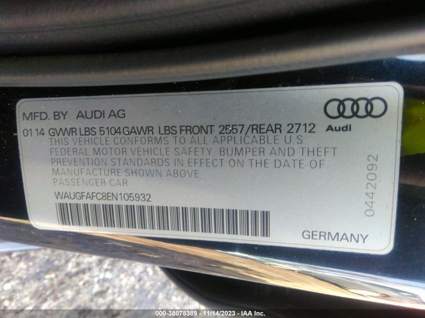 2014 AUDI A6 2.0T PREMIUM - WAUGFAFC8EN105932