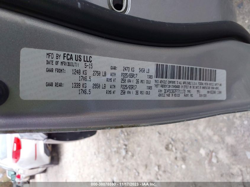 2015 DODGE JOURNEY SXT - 3C4PDCBG7FT711172
