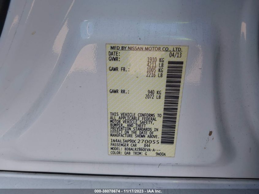 2013 NISSAN ALTIMA 2.5 S - 1N4AL3AP9DC270055