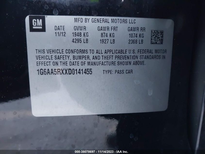 2013 CADILLAC ATS - 1G6AA5RXXD0141455