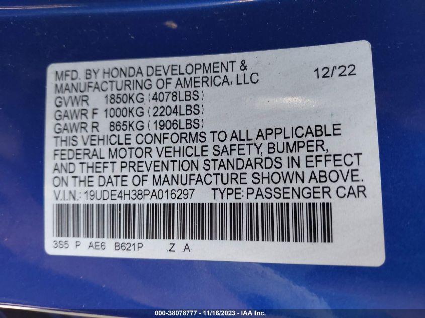 2023 ACURA INTEGRA W/A-SPEC PACKAGE 19UDE4H38PA016297
