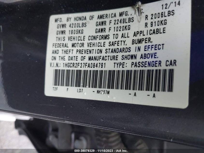 2015 HONDA ACCORD LX - 1HGCR2F37FA084791