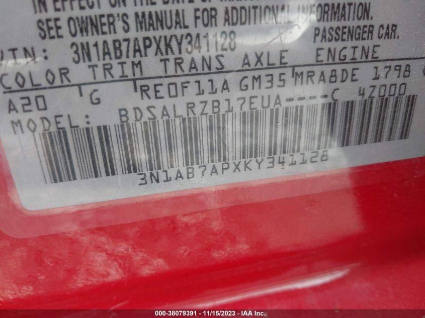 2019 NISSAN SENTRA SR - 3N1AB7APXKY341128