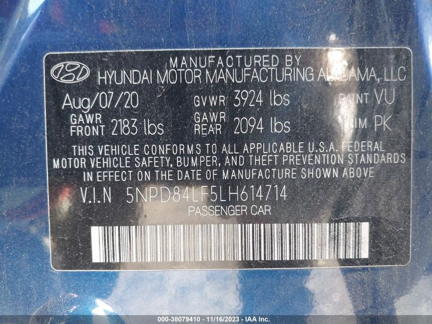 VIN 5NPD84LF5LH614714 2020 HYUNDAI ELANTRA no.9