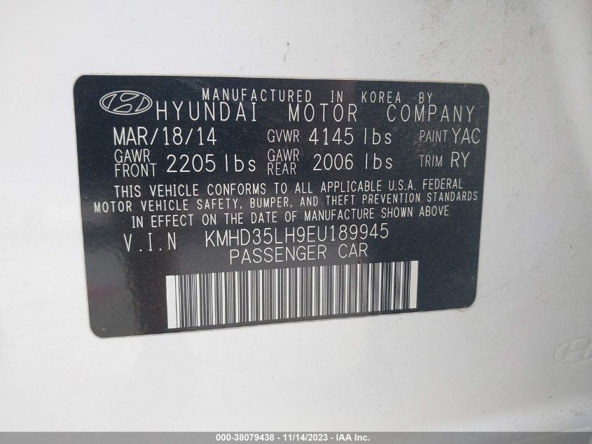 2014 HYUNDAI ELANTRA GT - KMHD35LH9EU189945