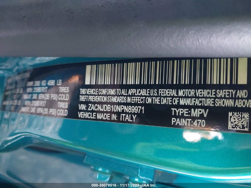 2022 JEEP RENEGADE LATITUDE 4X4 - ZACNJDB10NPN89971