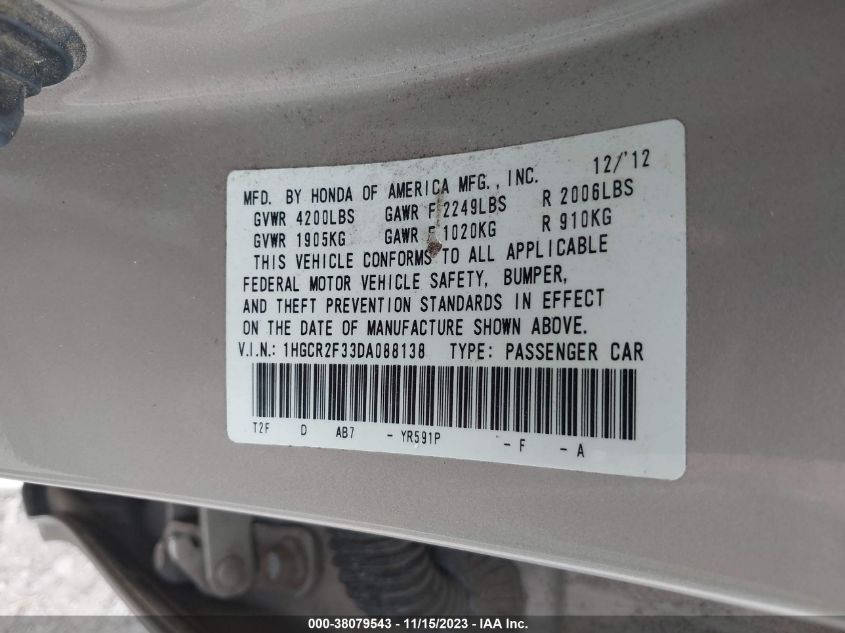 2013 HONDA ACCORD LX - 1HGCR2F33DA088138