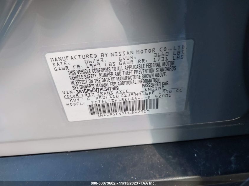 2023 NISSAN KICKS SV XTRONIC CVT - 3N1CP5CV7PL547909