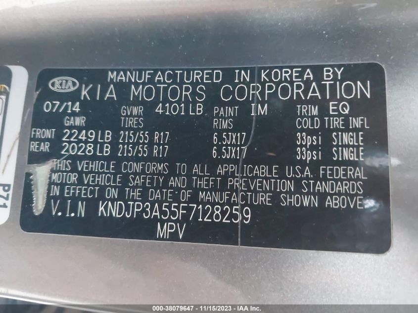 2015 KIA SOUL + - KNDJP3A55F7128259