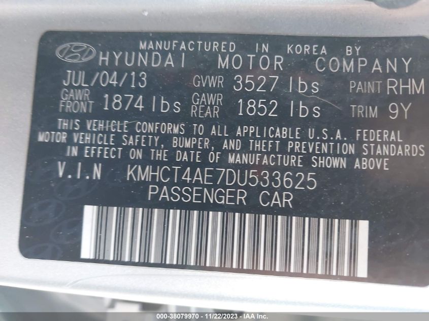2013 HYUNDAI ACCENT GLS - KMHCT4AE7DU533625