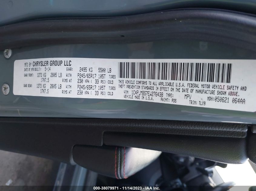 2014 JEEP CHEROKEE TRAILHAWK - 1C4PJMBS7EW276438
