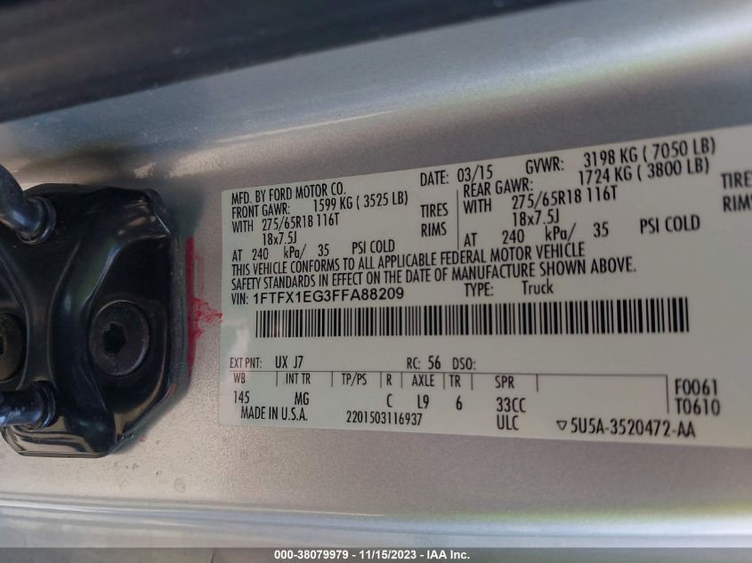 2015 FORD F-150 XLT - 1FTFX1EG3FFA88209