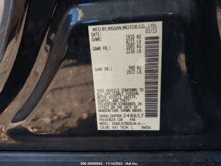 2013 NISSAN ALTIMA 2.5 S - 1N4AL3AP4DC248657