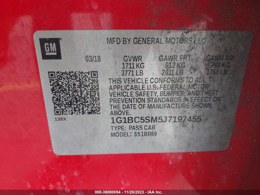 2018 CHEVROLET CRUZE LS - 1G1BC5SM5J7197455