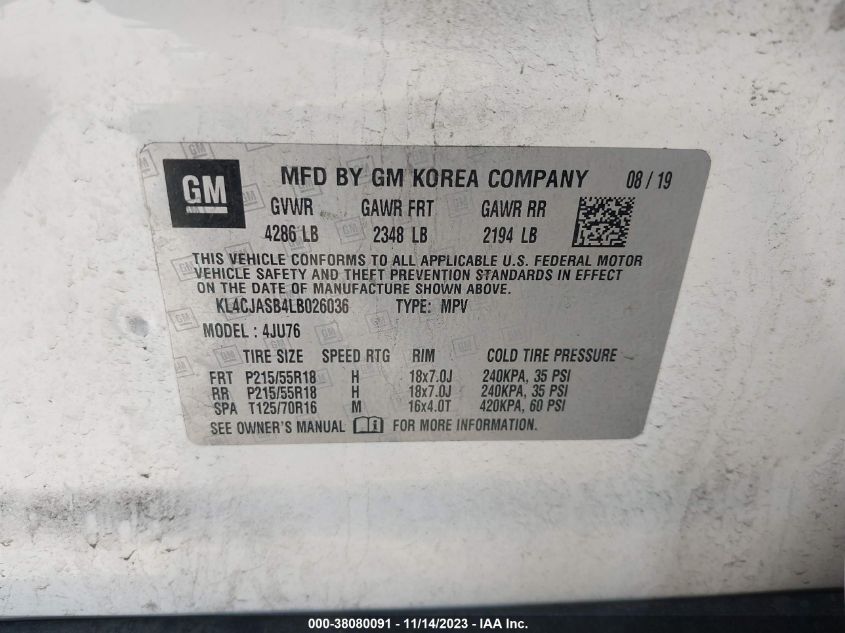 2020 BUICK ENCORE FWD PREFERRED - KL4CJASB4LB026036