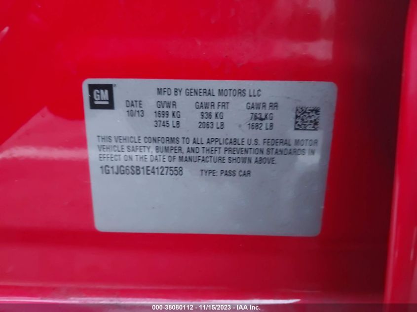 2014 CHEVROLET SONIC RS AUTO - 1G1JG6SB1E4127558