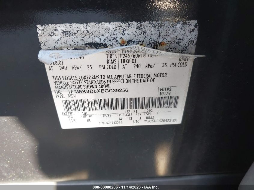 2014 FORD EXPLORER XLT - 1FM5K8D8XEGC39256