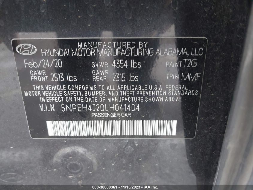 2020 HYUNDAI SONATA LIMITED - 5NPEH4J20LH041404