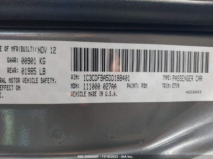 2013 DODGE DART SXT - 1C3CDFBA5DD188401