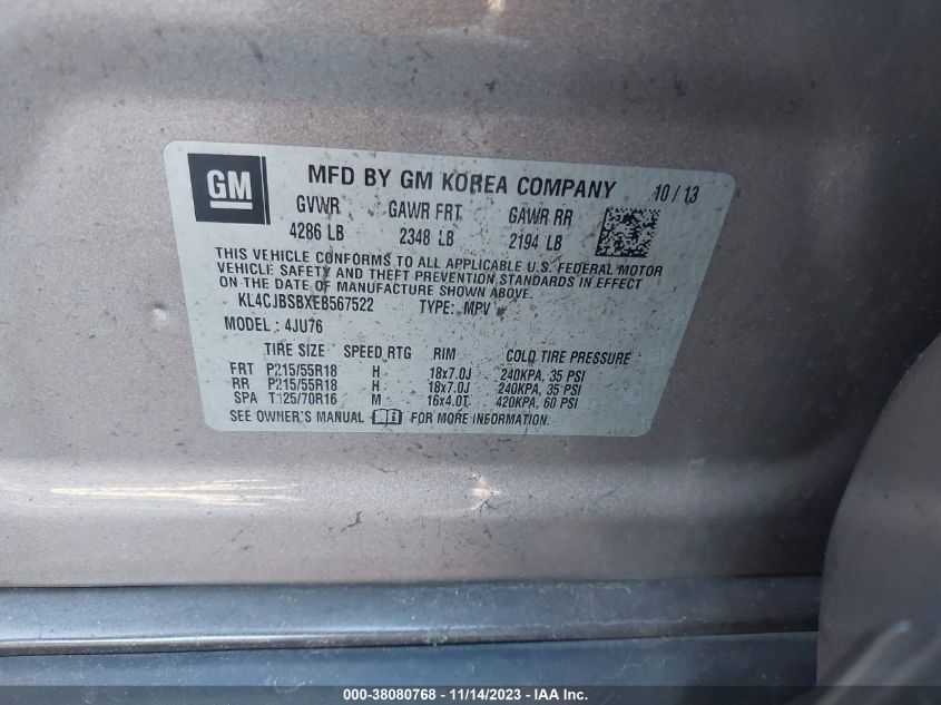 2014 BUICK ENCORE CONVENIENCE - KL4CJBSBXEB567522