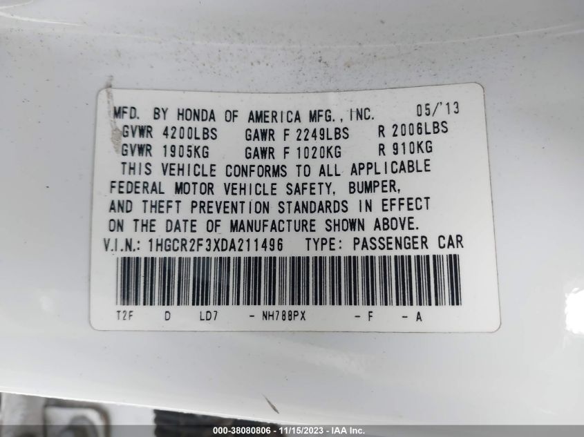 2013 HONDA ACCORD LX - 1HGCR2F3XDA211496