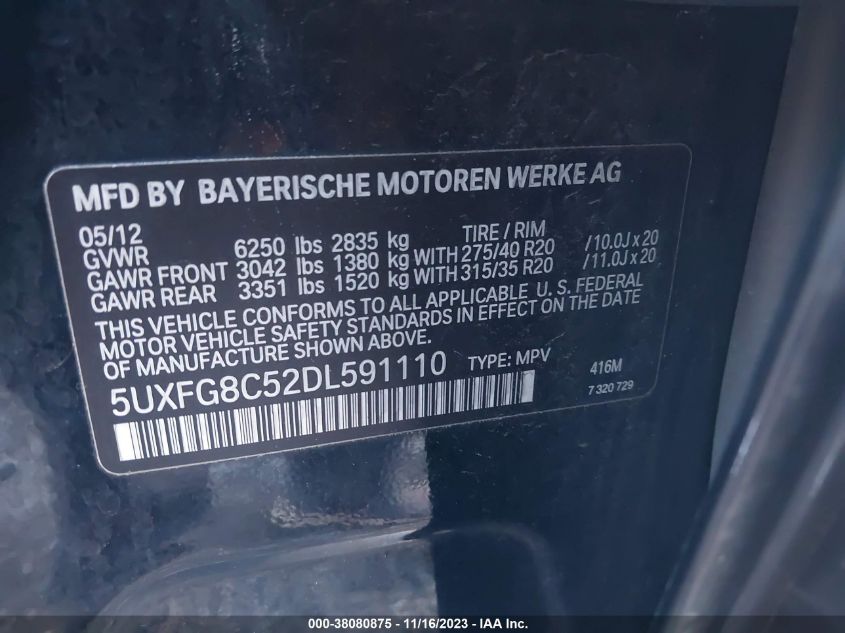2013 BMW X6 XDRIVE50I - 5UXFG8C52DL591110