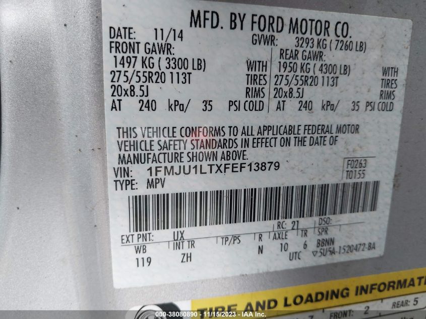 2015 FORD EXPEDITION PLATINUM - 1FMJU1LTXFEF13879