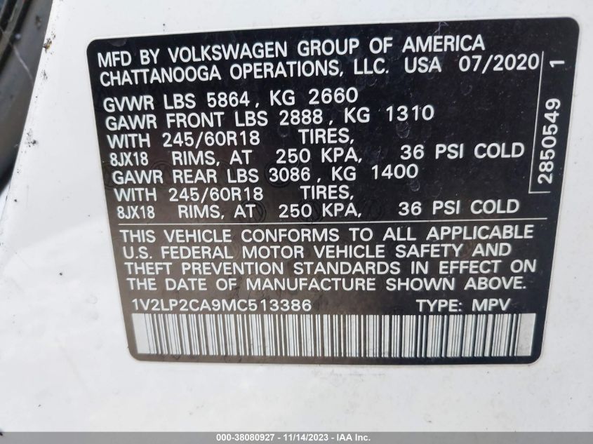 2021 VOLKSWAGEN ATLAS 2.0T SE - 1V2LP2CA9MC513386