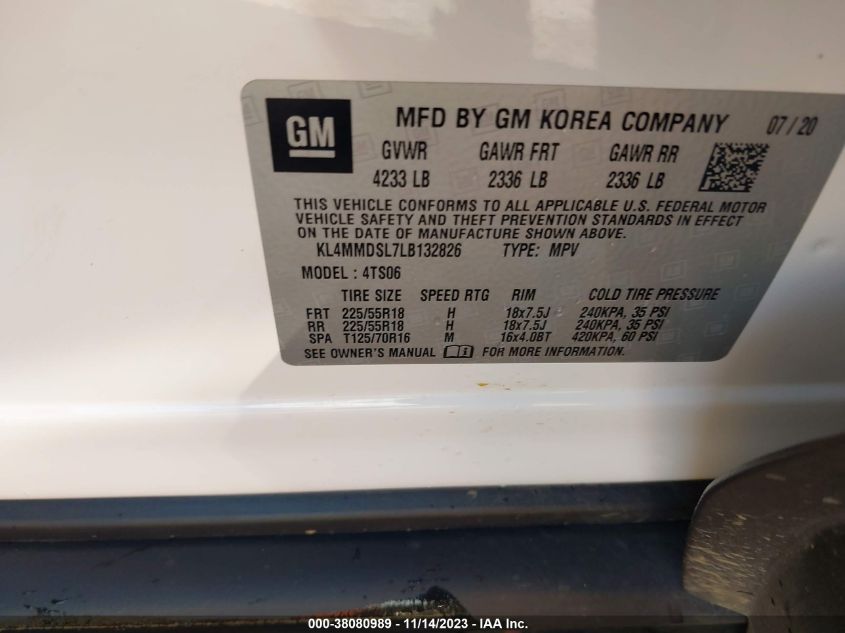 2020 BUICK ENCORE GX FWD SELECT - KL4MMDSL7LB132826