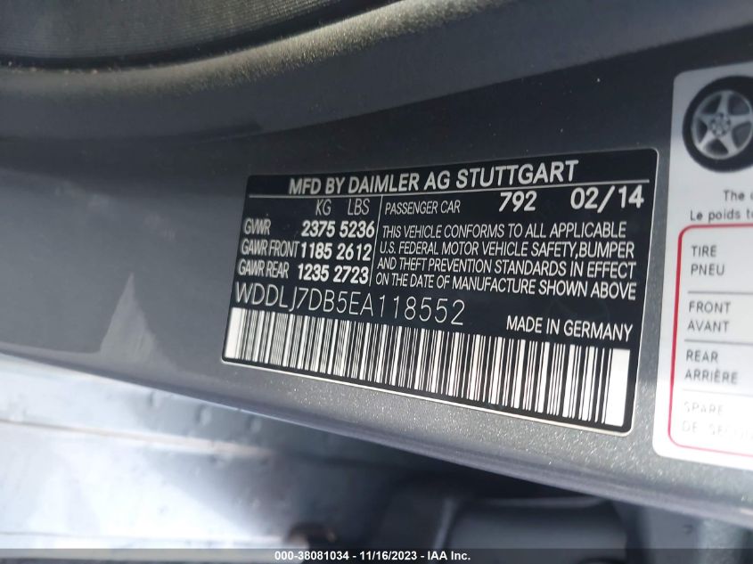 2014 MERCEDES-BENZ CLS 550 WDDLJ7DB5EA118552