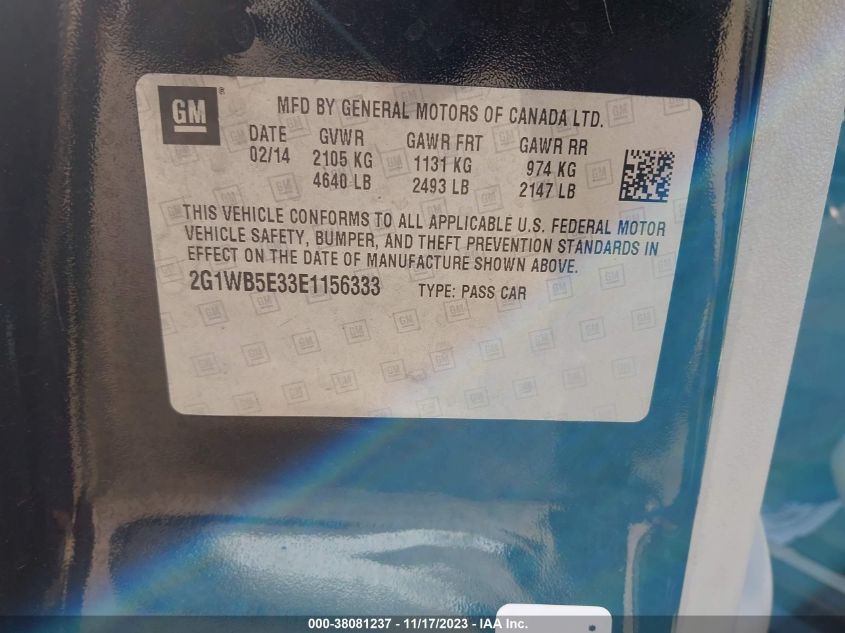 2014 CHEVROLET IMPALA LIMITED LT - 2G1WB5E33E1156333