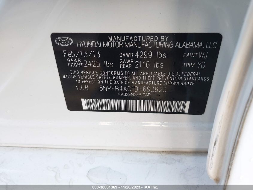 2013 HYUNDAI SONATA GLS - 5NPEB4AC1DH693623