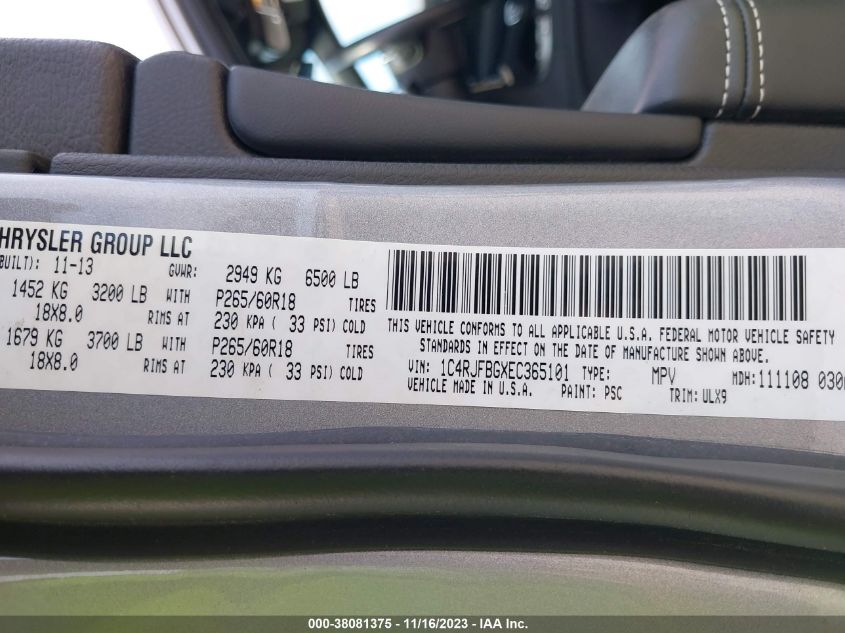 2014 JEEP GRAND CHEROKEE LIMITED - 1C4RJFBGXEC365101