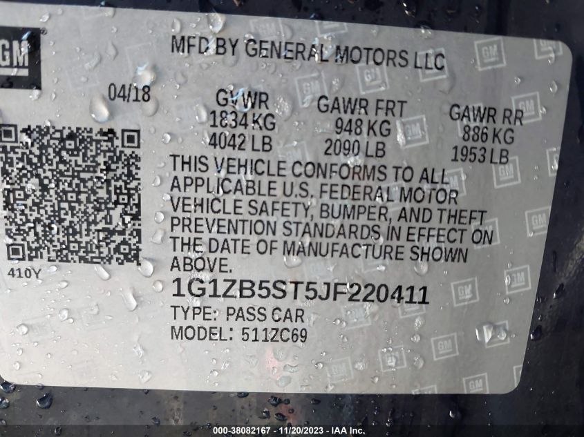2018 CHEVROLET MALIBU 1LS - 1G1ZB5ST5JF220411