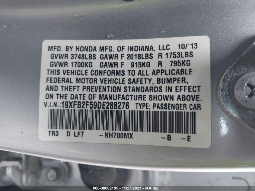 2013 HONDA CIVIC LX - 19XFB2F59DE288276