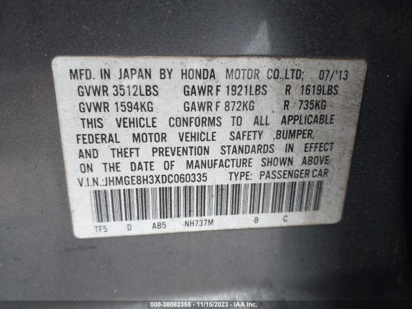 2013 HONDA FIT - JHMGE8H3XDC060335