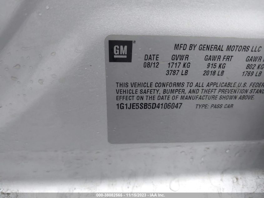 2013 CHEVROLET SONIC LTZ - 1G1JE5SB5D4106047