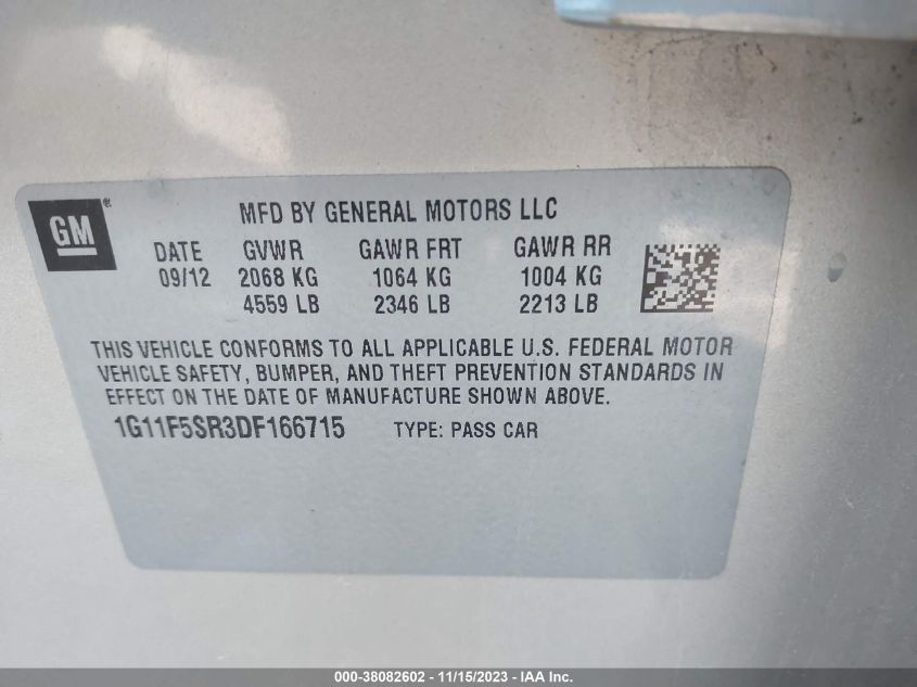 2013 CHEVROLET MALIBU 2LT - 1G11F5SR3DF166715