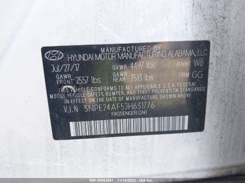 2018 HYUNDAI SONATA SE - 5NPE24AF5JH631776