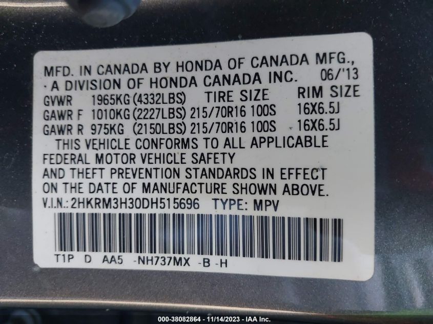 2013 HONDA CR-V LX - 2HKRM3H30DH515696