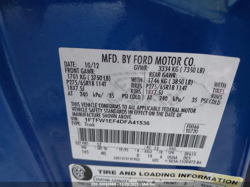 2013 FORD F-150 XLT - 1FTFW1EF4DFA41536