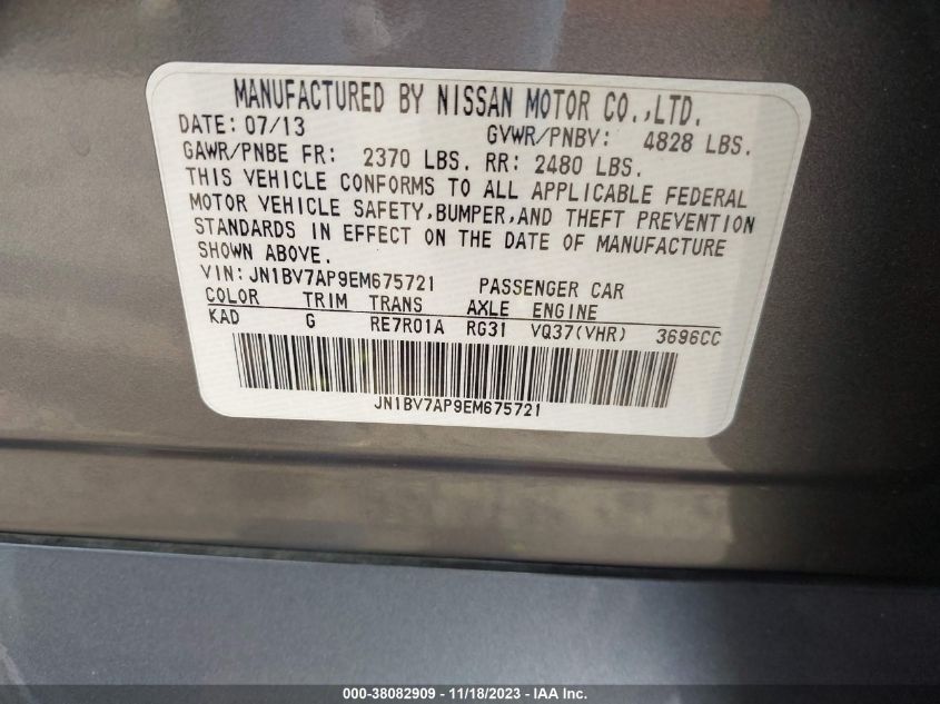 2014 INFINITI Q50 PREMIUM - JN1BV7AP9EM675721