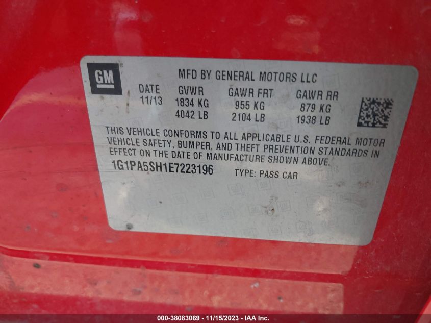 2014 CHEVROLET CRUZE LS AUTO - 1G1PA5SH1E7223196