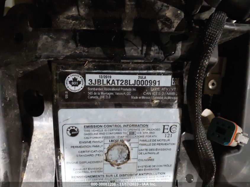 2020 CAN-AM OUTLANDER XT 570 3JBLKAT28LJ000991