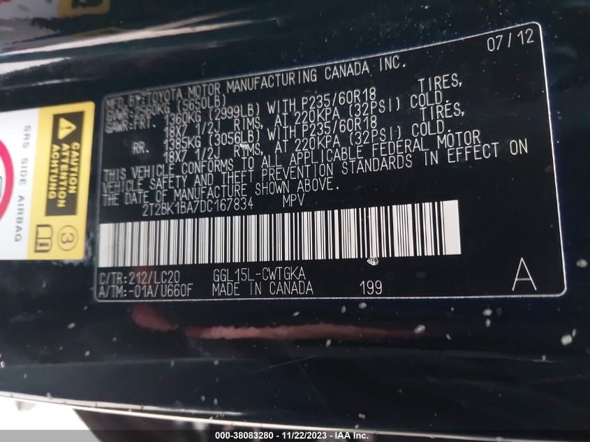 2013 LEXUS RX 350 - 2T2BK1BA7DC167834