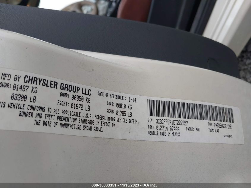 2014 FIAT 500C LOUNGE 3C3CFFER1ET222857