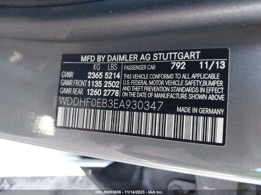 2014 MERCEDES-BENZ E 250 BLUETEC WDDHF0EB3EA930347