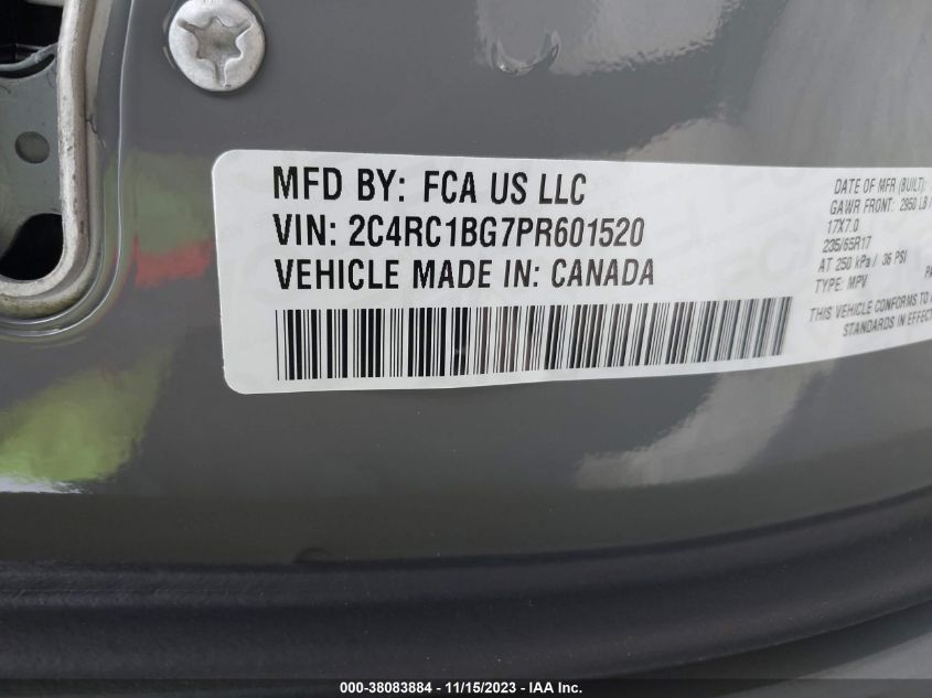 2C4RC1BG7PR601520 2023 CHRYSLER PACIFICA, photo no. 9